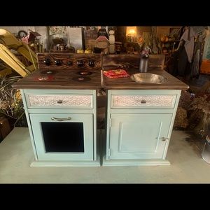Handmade Kids Kitchen with running water.